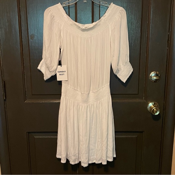 Aritzia Sunday Best Boho Off Shoulder Romantic Cottage Core Fairy Mini Dress - Picture 3 of 8